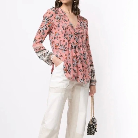Veronica Beard Tops - Veronica Beard Lowell Silk Boho Blouse Mauve Multi, Size 0 New w/Tag $395.00